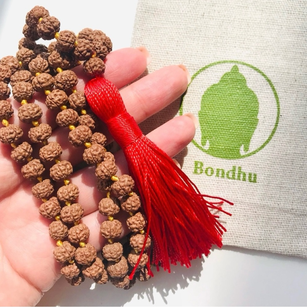 NWT Rudrashka Seed Mala long beads with silk tassel